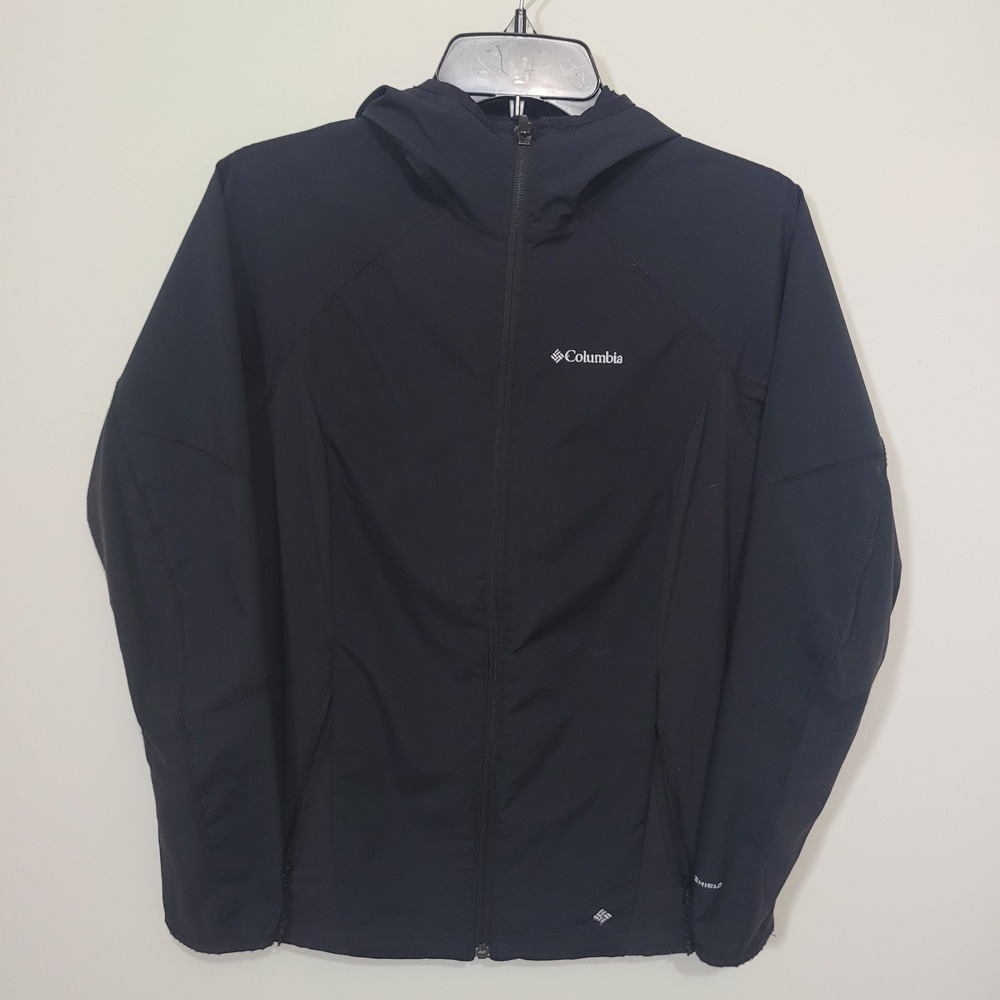 Columbia Size S Softshell Jacket Womens Black Omni-Shield Hooded Full Zip